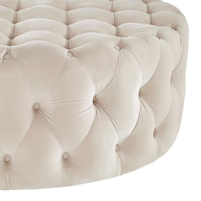 Knightsbridge Round Tufted Rolling Ottoman by iNSPIRE Q Artisan