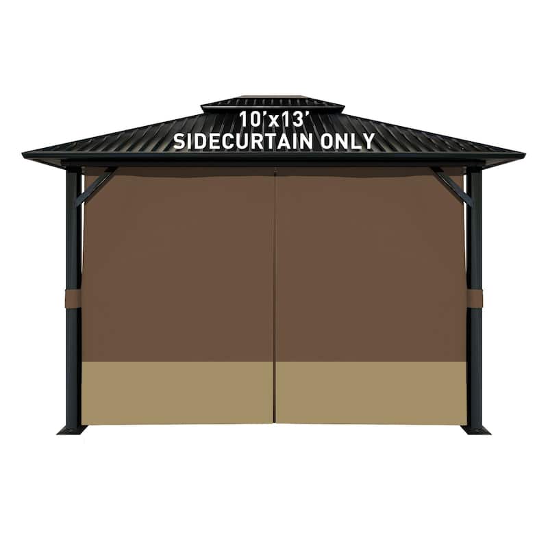 Aoodor Gazebo Curtain Replacement - Universal 4-Panel Sidewalls 10' x 13', Curtain Only - 10'x13' - Coffee and Khaki