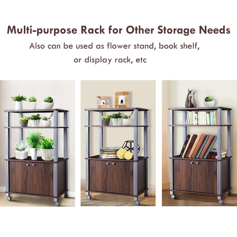 Microwave Rack Stand Rolling Storage Cart - 23.5" x 15.5" x 38.5" (L x W x H)