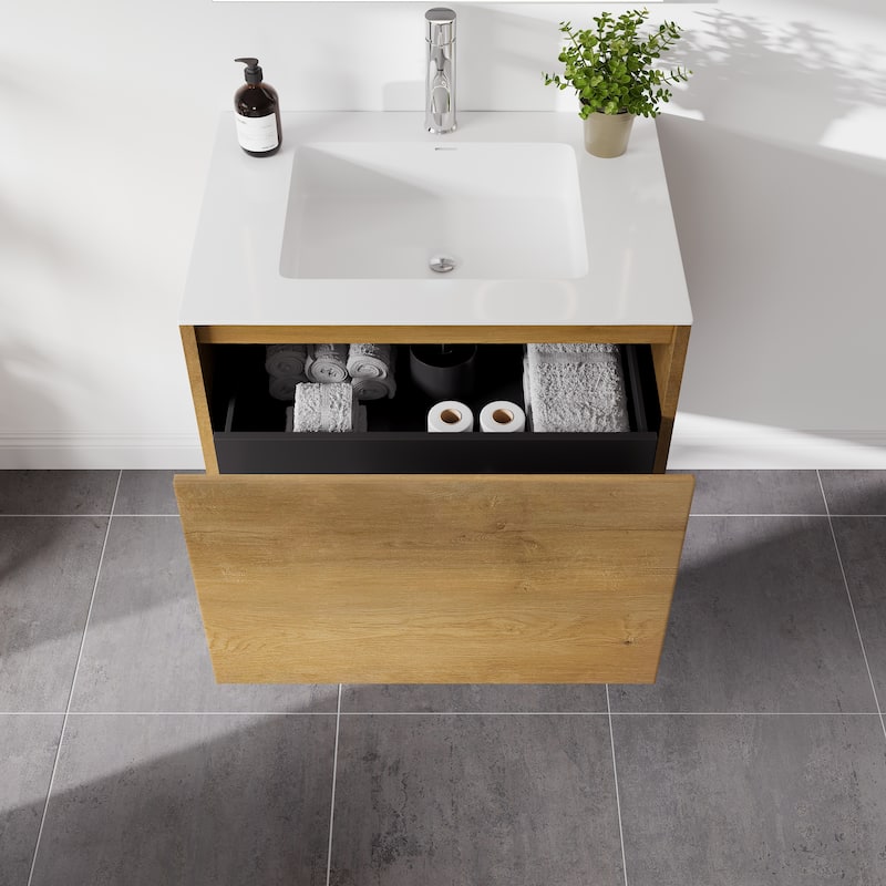 Eviva Madeira 20"W Oak Bath Vanity with Acrylic Top & Integrated Sink