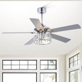 52 Inch Chrome Ceiling Fan with Light and Remote(5-Blade)