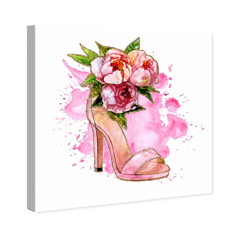 Wynwood Studio Canvas Fashion and Glam Spilled Pink and Shoe Pink and Glam Wall Art Canvas Print