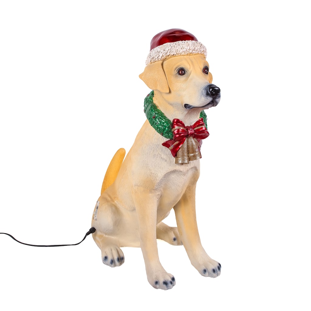 National Tree Company 28 in. Motion-Activated Labrador Retriever with Wagging Tail and Music, 10 Multi Color LED Lights- UL