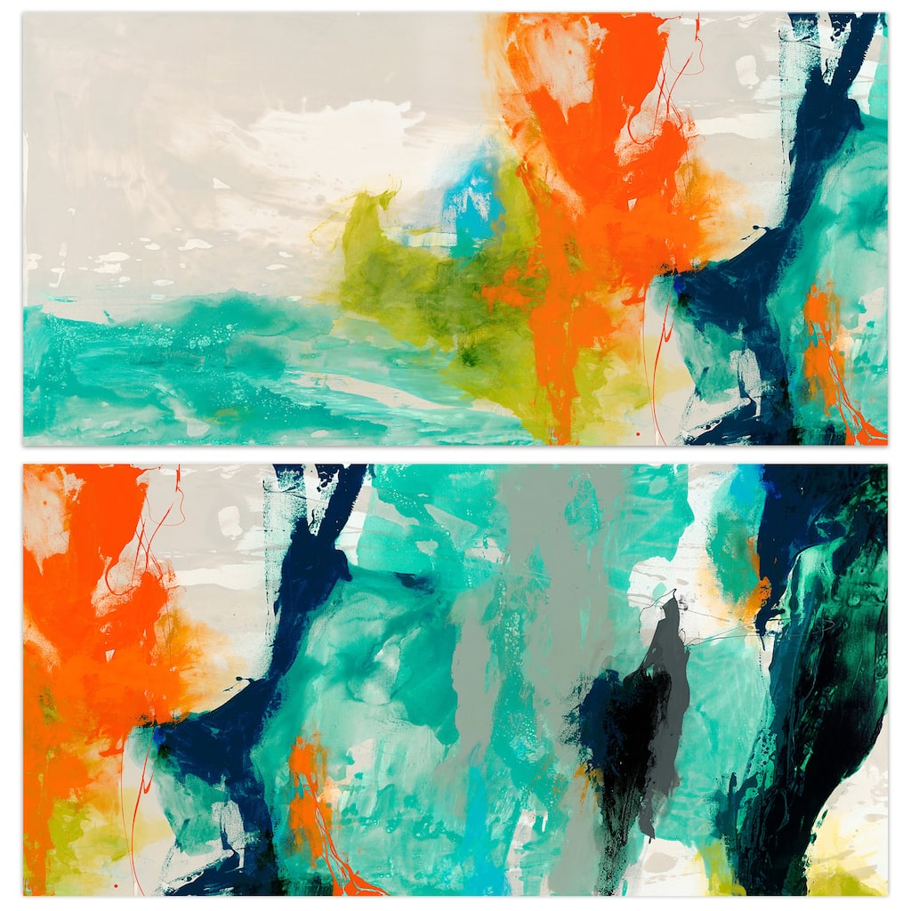 "Tidal Abstract' Glass Wall Art Printed on Frameless Free Floating Tempered Glass Panel