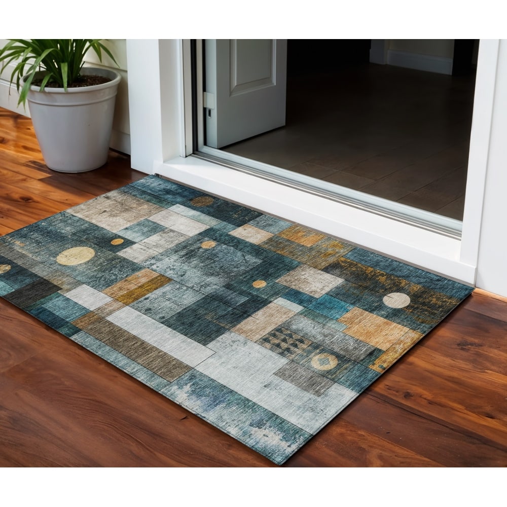 HomeRoots Geometric Transitional Rectangle Outdoor Rug