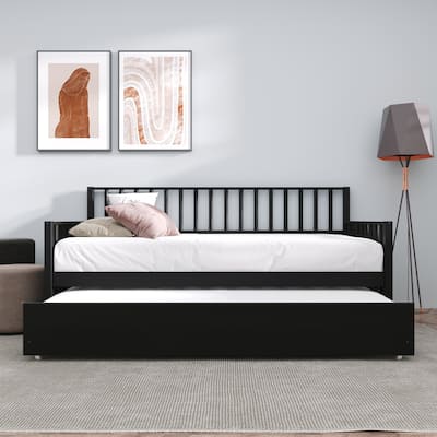 CraftPorch Classic Wooden Twin Size Daybed With Trundle
