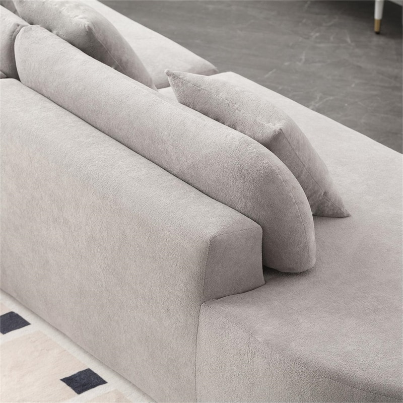 Modern Curved Fabric Sectional Sofa with Pillows for Living Room