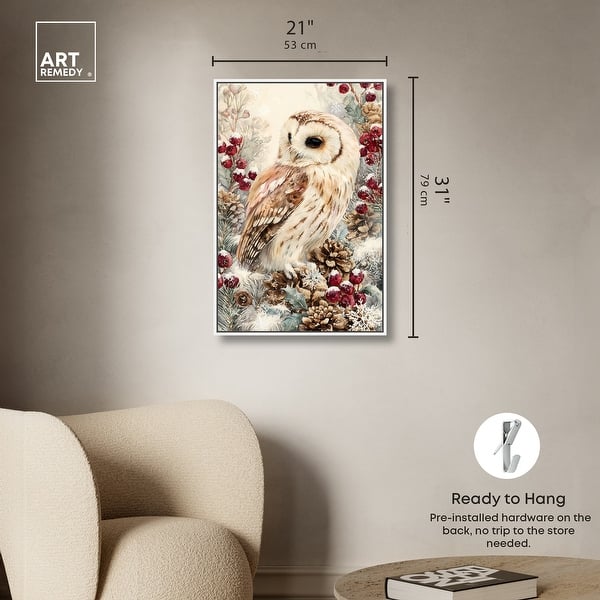dimension image slide 21 of 24, Christmas Forest Owl III Wall Decor Canvas Print by Art Remedy