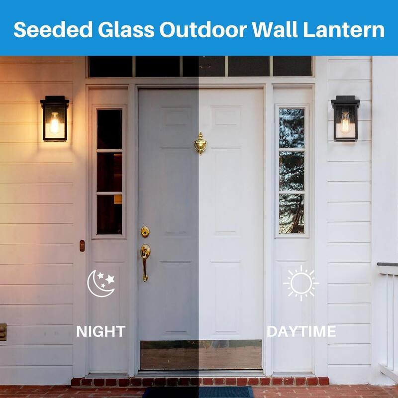 Modern Farmhouse Black 1-Light Outdoor Wall Sconce Glass Patio Lantern