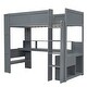 preview thumbnail 19 of 24, Twin/Full Size Gaming Loft Bed with Bulit-in Desk and LED Light, Wooden Loft Bedframe with Storage Shelves, Drawer and USB Ports