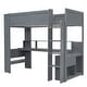 preview thumbnail 18 of 24, Wood Twin/Full Size Gaming Loft Bed with Bulit-in Desk and Multi-storage Shelves, Kids Loft Bedframe with LED & Charging Station