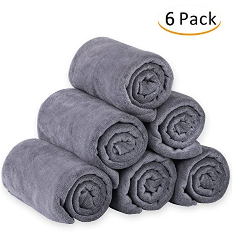 Superior 6-Piece Towel Set Bath Towel 27" x 55" Fast Drying - 27"x55" - Grey