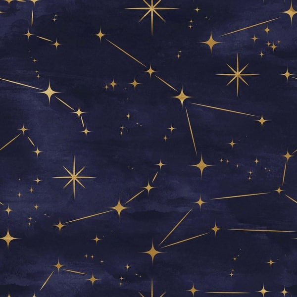 Gold Stars on Navy Background Removable Wallpaper - Overstock - 33275213