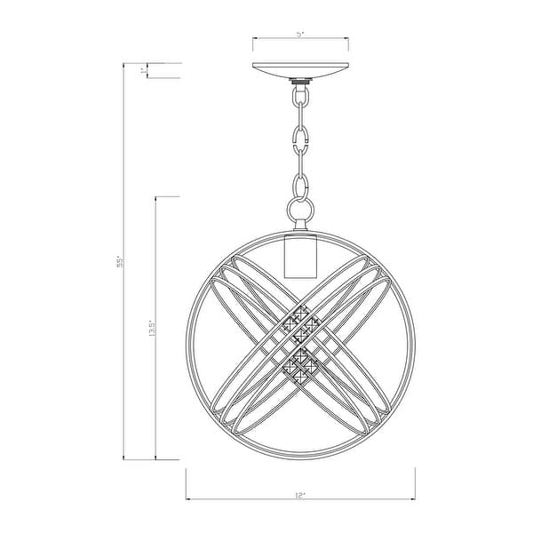 Jaipem 12 Inch Modern Matte Black Crystal Pendant Ceiling Light