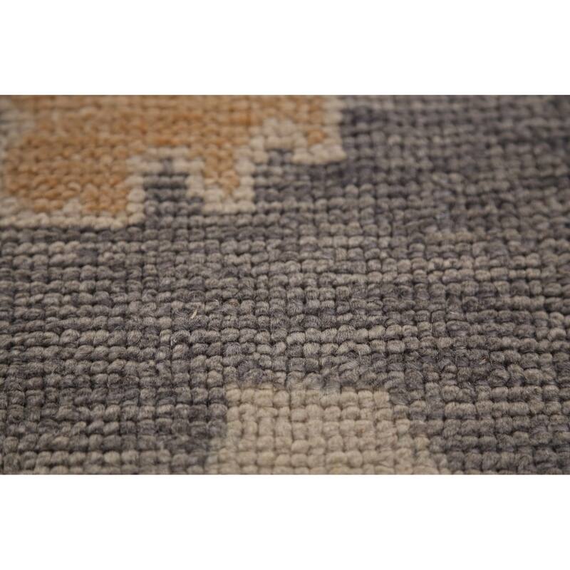Hand Knotted Oriental 100% Wool Carpet Transitional All-Over Greys & Charcoal Oushak Area Rug - 11' 7'' X 8' 10''