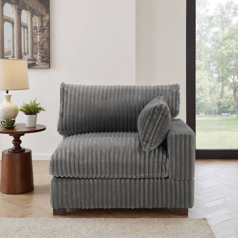 Plush Faux Fur Accent Sofa Chair - Armchair right facing - Light Grey