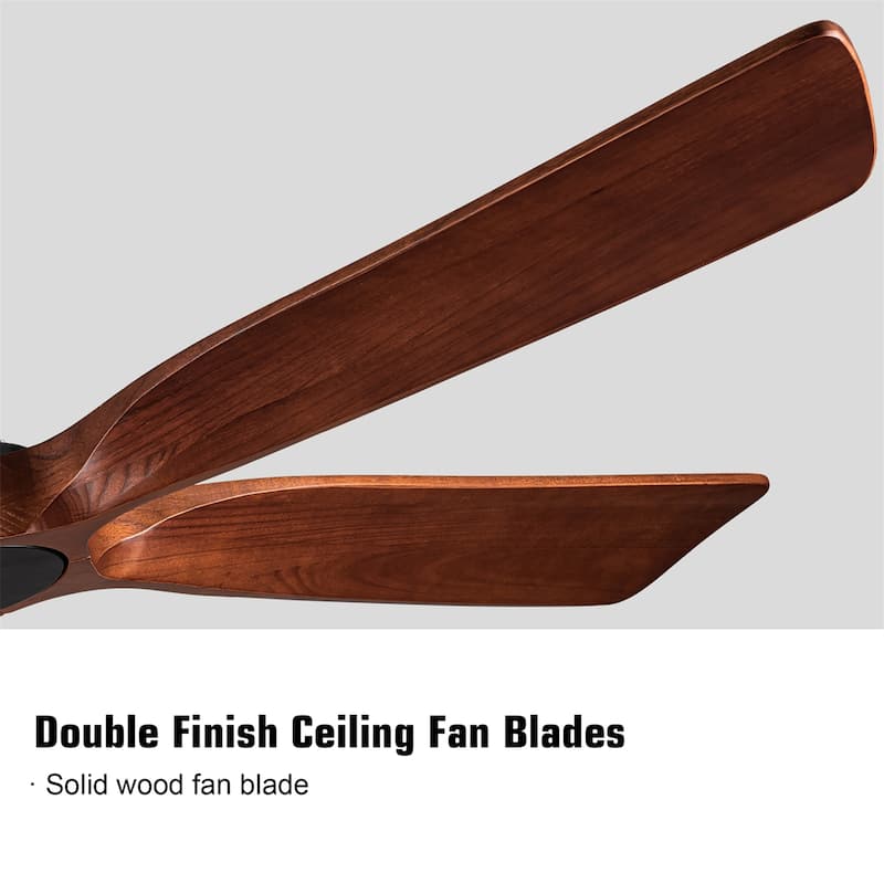 Farmhouse Walnut Wood Ceiling Fan with Remote Control,without Light