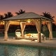 preview thumbnail 44 of 133, EROMMY Hardtop Gazebo,Outdoor Pergola with Double Roof & Netting & Curtains,Heavy Duty Canopy for Patio, Backyard, Pool party
