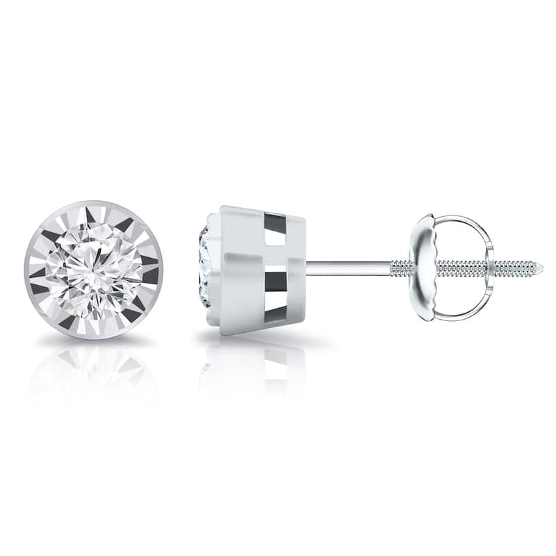 Auriya 5/8ctw Bezel-set Diamond Stud Earrings 14k Gold (G-H, I1-I2)