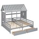 preview thumbnail 11 of 11, Gray Twin Size Solid Wood House Platform Beds with Two Drawers for Boys and Girl Shared Beds