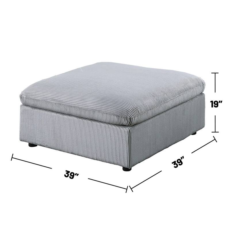 Light Gray Corduroy Upholstered Modular Piece with Low Legs