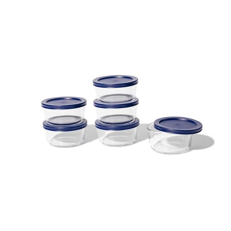 Glass Food Storage Containers Set - Round, 4-Cup (32oz) BPA-Free, Microwave & Oven Safe, Airtight Lids