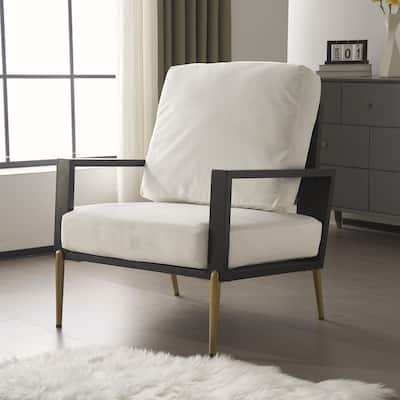 Low Back Accent Armchair with Gold Metal Legs