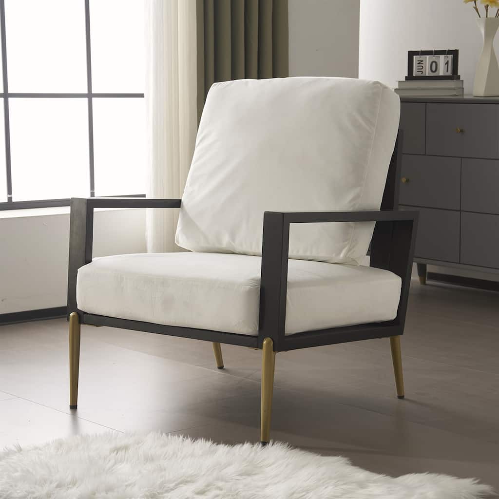 Low Back Accent Armchair with Gold Metal Legs