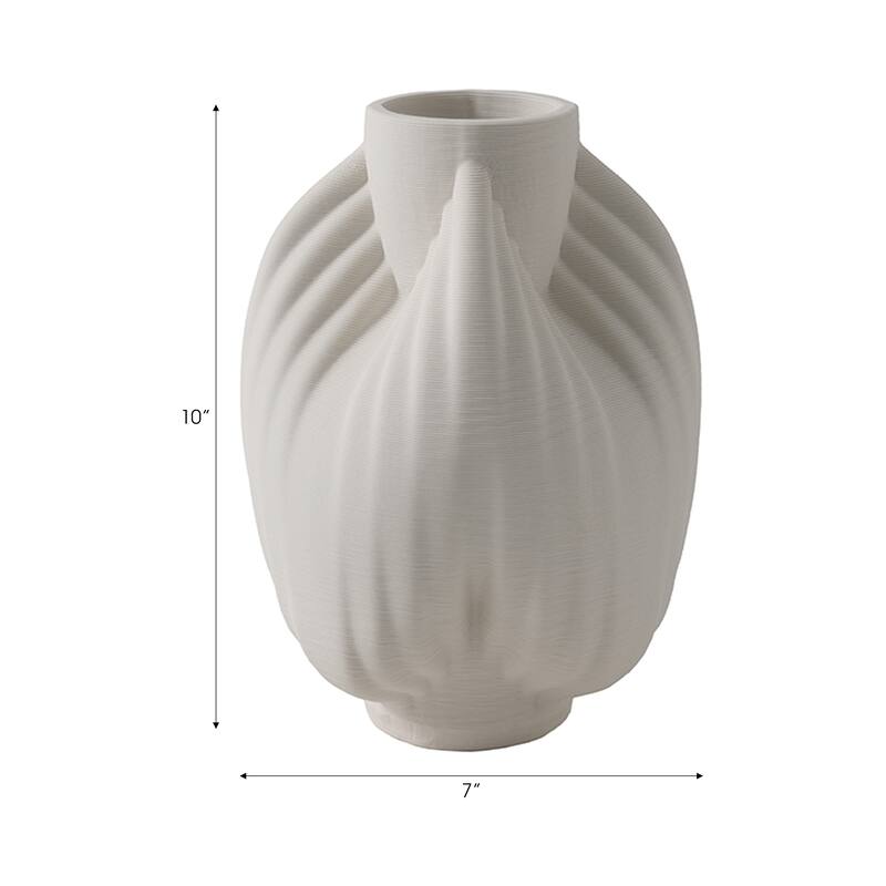 Porcelain Vase Textured Decorative Vessel with Ribbed Carved Form
