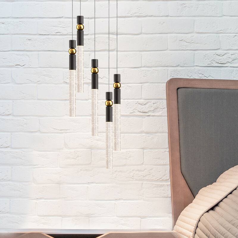 5-Light LED Crystal Pendant Light Fixture for Kitchen Island