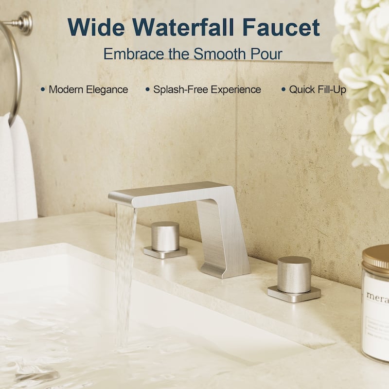 GRANDJOY 3-Hole Widespread Bathroom Sink Faucet 2-Handle High-Pressure Spout Vessel Sink Faucet