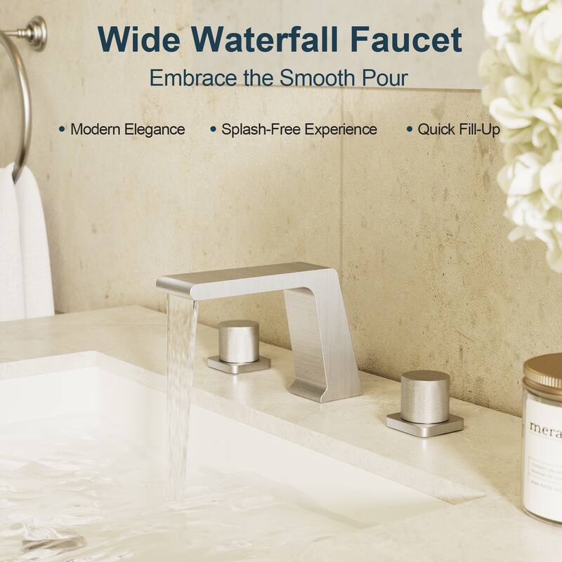 GRANDJOY 12" Rainfall & 6" Dual Shower System with 2-Handle Waterfall Faucet Set Combo Kit