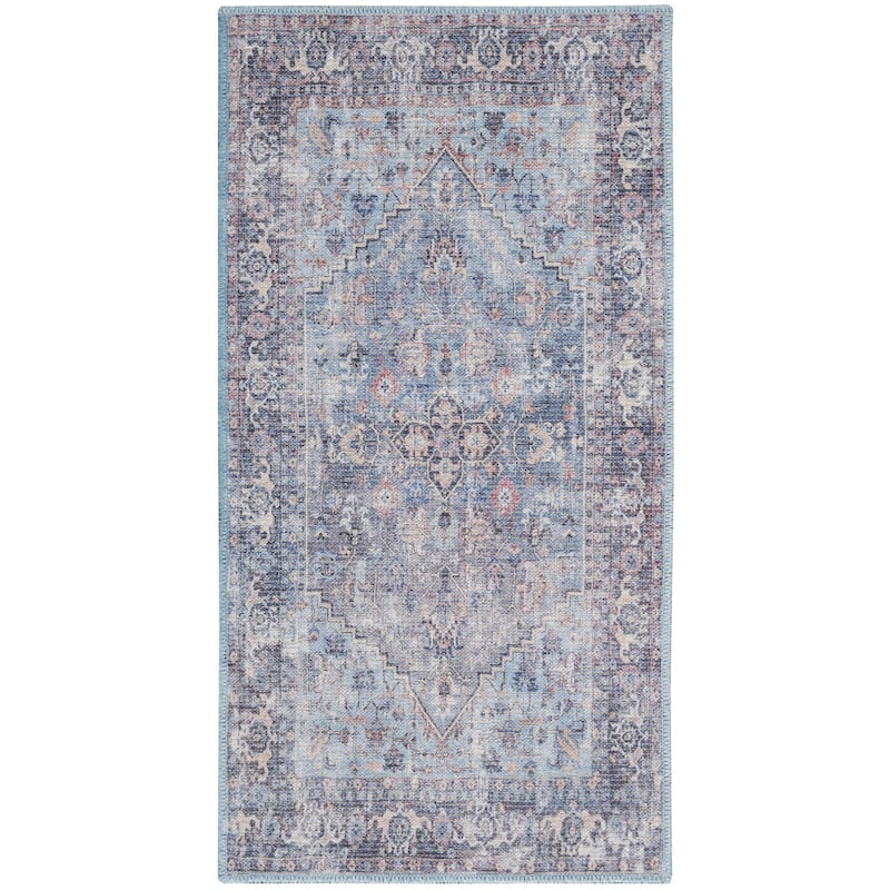 New Concept Washables Vintage Medallion Machine Washable Area Rug - 2' x 3'9" - Grey/Blue