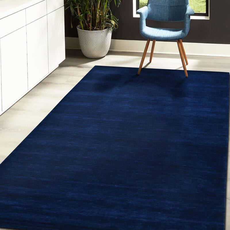 Granada All-Natural Handwoven Wool Area Rug - 5' x 8' - Navy Blue