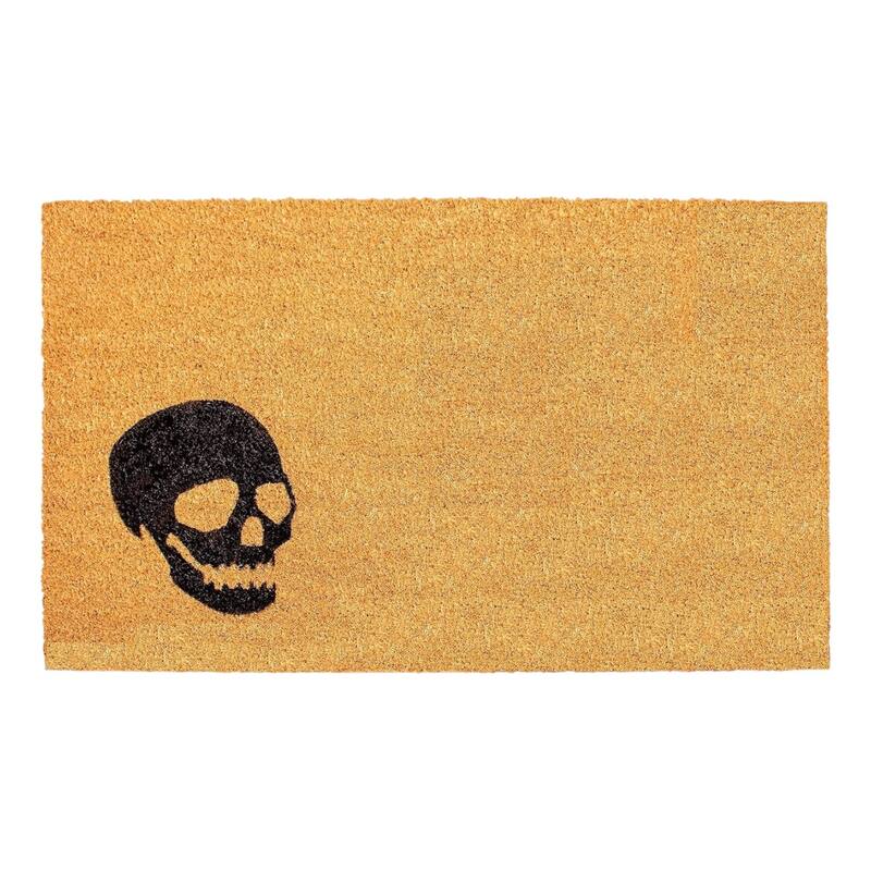 HomeRoots 24" X 36" Natural And Brown Halloween Skull Outdoor Coir Door Mat - 24.00' X '36.00