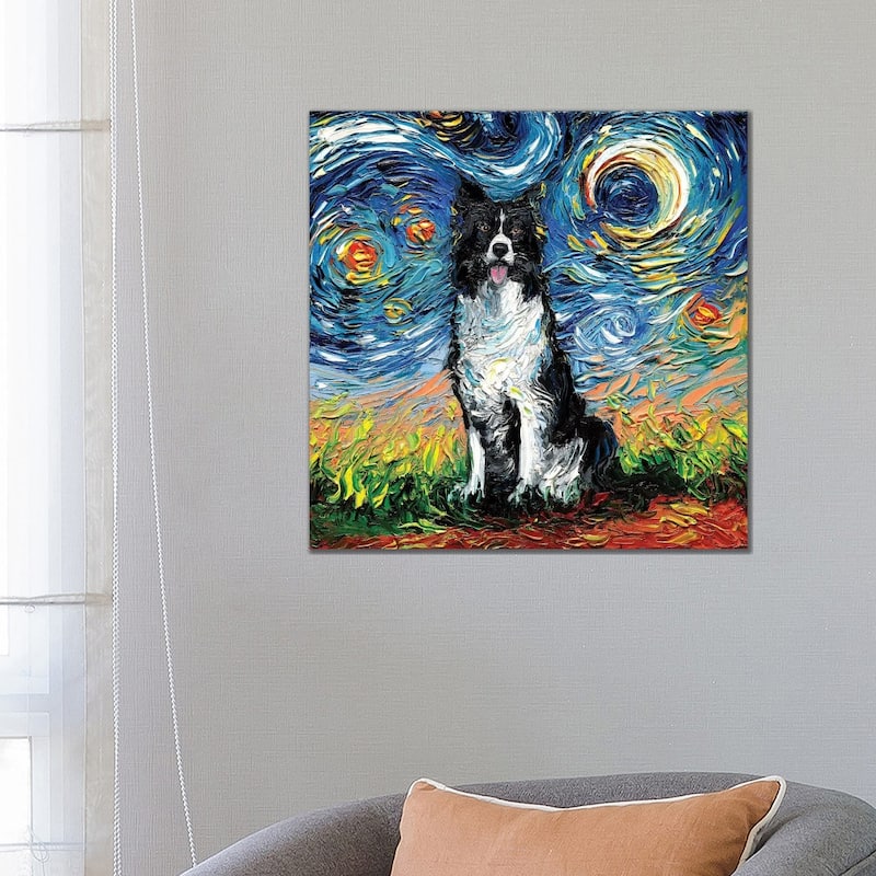 iCanvas "Border Collie Night II" by Aja Trier Canvas Print - 26x26x1.5