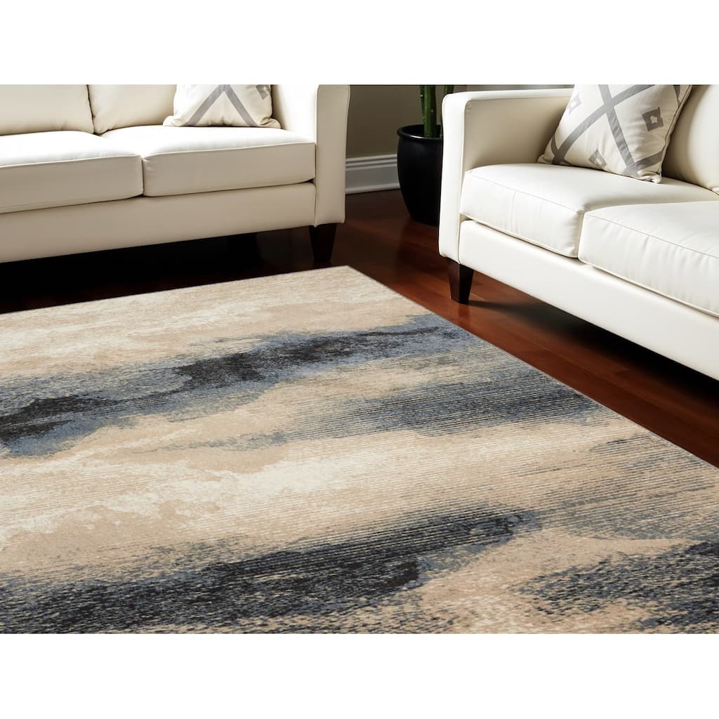 Foyew Power Loomed Abstract Modern Non Skid Stain Resistant Area Rug By HomeRoots
