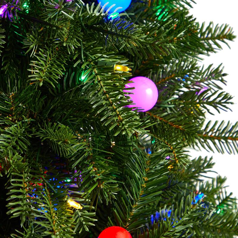 5' Montana Mountain Fir Artificial Christmas Tree with 300 Multi Color LED Lights, 30 Globe Bulbs and 574 Bendable Branches