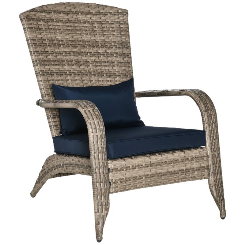 Outsunny Outdoor Classic Rattan Adirondack Chair with Cushion