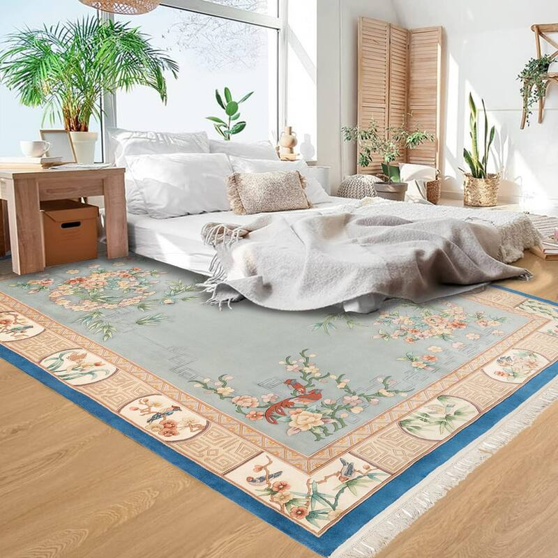 Gertmenian Oriental Estate Traditional Oriental Floral Border Metallion Hand Knot Wool Area Rug Collection