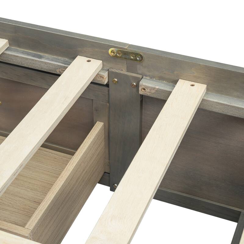 Full/Queen Platform Bed with 6 Storage Drawers, Modern Wood Frame with Slats, No Box Spring Needed