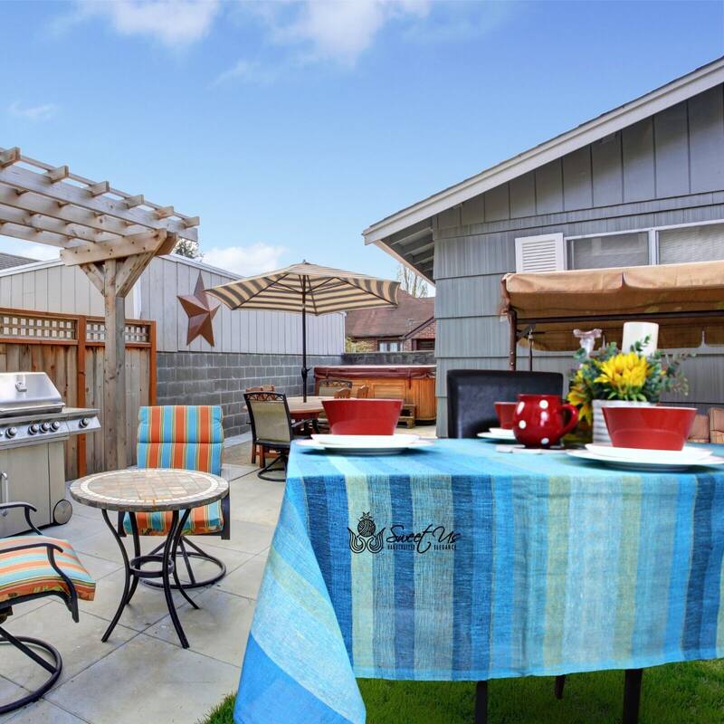 Striped Light weight Cotton Tablecloth Rectangle Red Blue Green