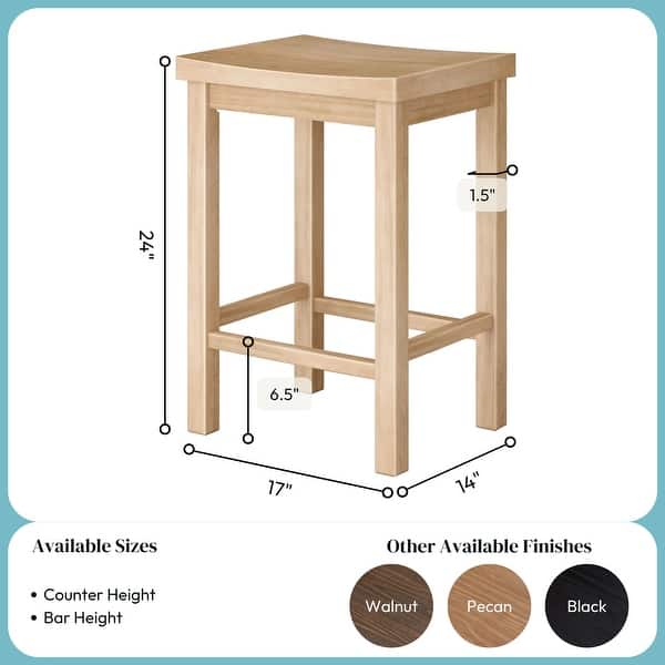 dimension image slide 4 of 7, Now Furniture Solid Wood Backless Saddle Seat Counter Height Stool