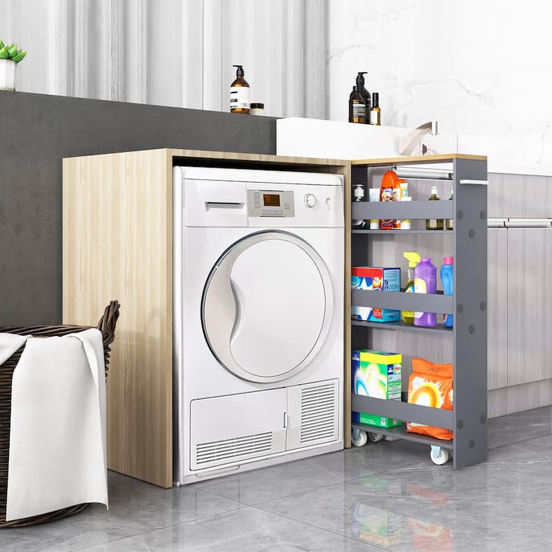 Rolling Kitchen Slim Storage Cart Mobile Shelving Organizer w/ Handle