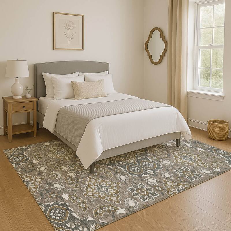 Premium Washable Super Soft Classic Traditional Mayfield Rug - Mocha - 2'6" x 3'10"