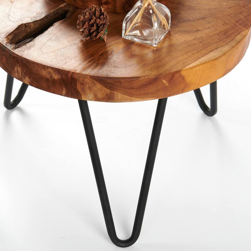 Teak Wood Round Plant Stand Table - 15.74" x 15.74"x 11.96"