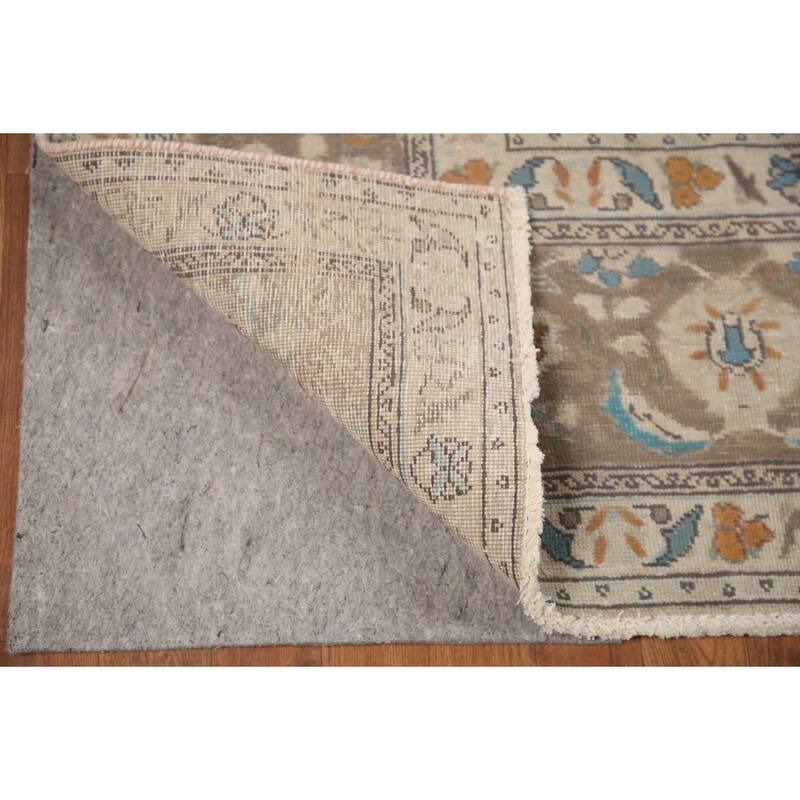 Hand Knotted Oriental 100% Wool Carpet Traditional Medallion Greys & Charcoal Tabriz Area Rug - 12' 8'' X 9' 6''
