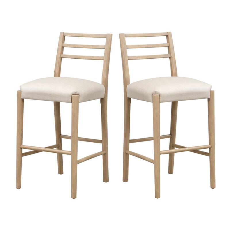 Bar Stool With Ladder Back (Set of 2) - Beige