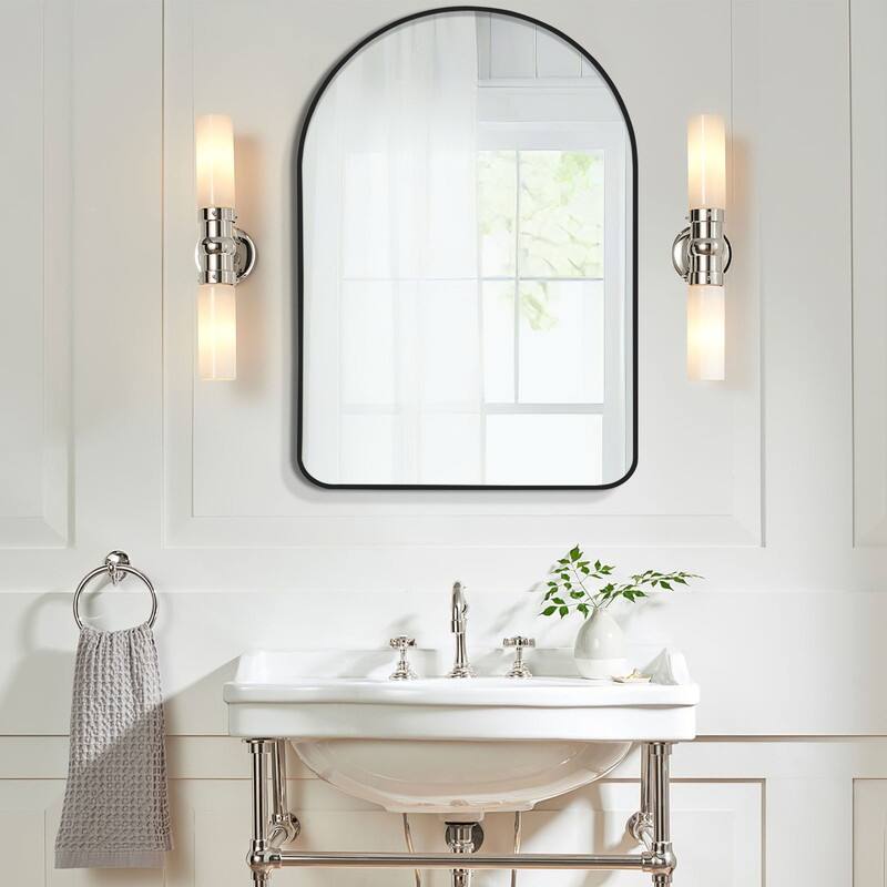 Arch Bathroom Wall Mirror Large Metal Frame Wall Mounted Mirror for Bedroom Living Room Dresser Entryway Decor
