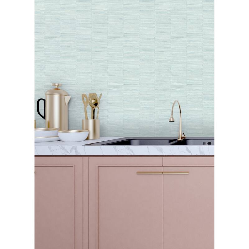 A-Street Prints Jenga Aqua Striped Column Wallpaper